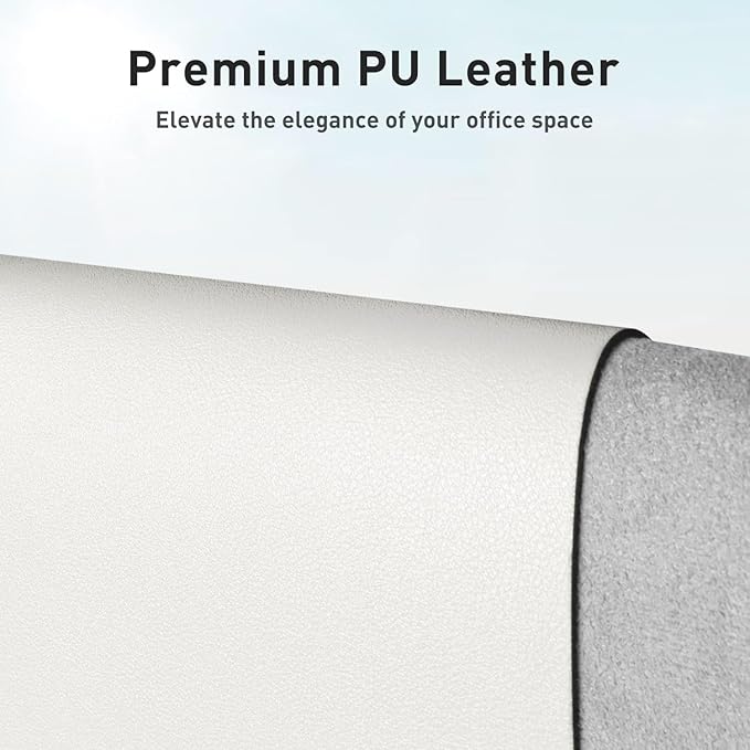 Aothia Leather Desk Pad Protector, Mouse Pad, Office Desk Mat, Non-Slip PU Leather Desk Blotter, Laptop Desk Pad, Waterproof Desk Writing Pad for Office and Home (36" x 17", Off-White)