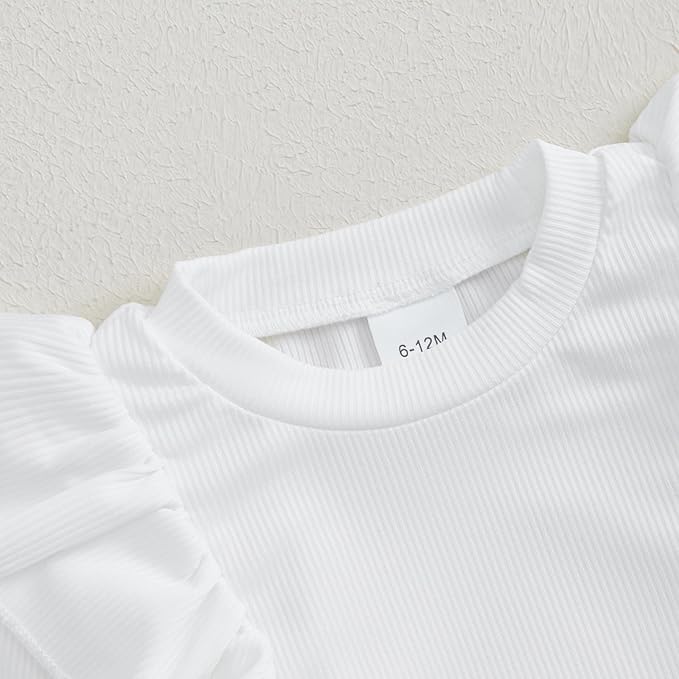 Fernvia Toddler Baby Girl Fall Winter Skirt Set Turtleneck Ribbed Long Sleeve T-Shirt Top & Plaid Skirts Dress 2Pcs Outfits