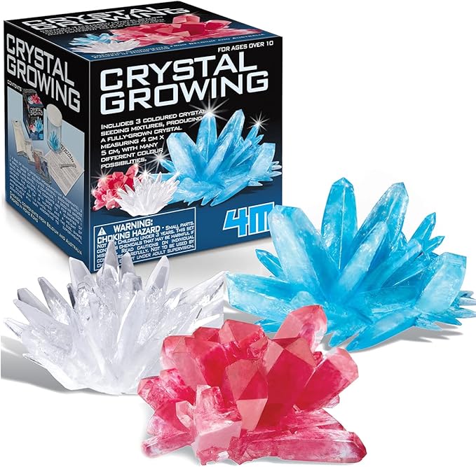 4M Crystal Growing Science Kit - 3 Colored Crystals - Easy DIY STEM Toys Lab Experiment Specimens, A Great Educational Gift for Kids & Teens, Boys & Girls Ages 10+