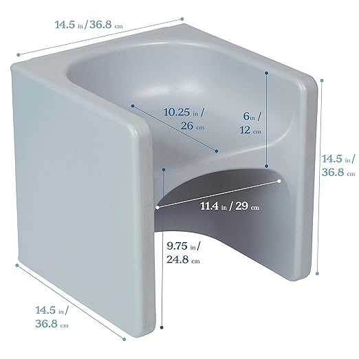 ECR4Kids Tri-Me 3-In-1 Cube Chair, Kids Furniture, Light Grey