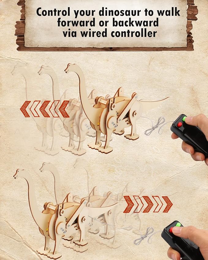 Poraxy 4 Pack Dinosaur Toys for Kids 8-12, STEM Kits, Toys for Ages 8-13, Wooden 3D Puzzle, Educational Science Building Projects Crafts, Birthday Gifts for Boys Girls 7 8 9 10 11 12 13 Years Old