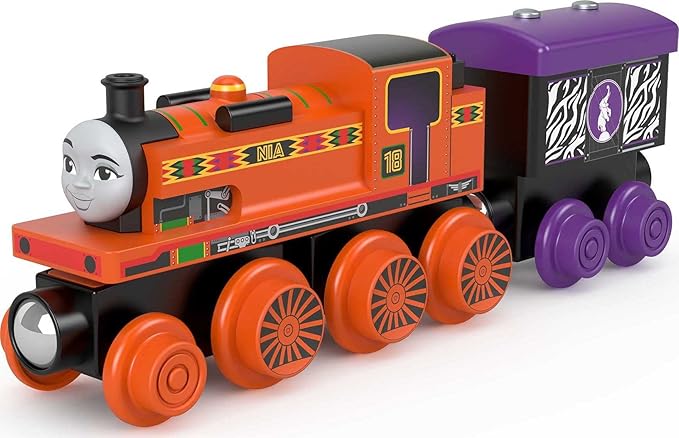 Thomas & Friends Wooden Railway Toy Train Nia Push-Along Wood Engine & Cargo Car for Toddlers & Preschool Kids Ages 2+ Years (Amazon Exclusive)