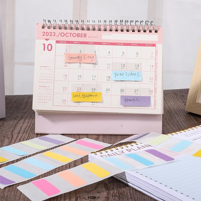 240 Pcs Sticky Index Tabs, 1.8×1inch Colored Book Sticky Tabs for Notebooks, Repositionable Page Tabs for Notebooks File Classification