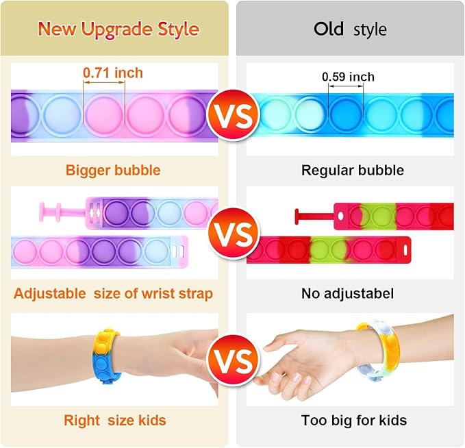 30 PCS Pop Bracelet it Fidget Toys Pack, Fidget Bracelet Birthday Party Gifts, Decompression Wristband with Autistic & ADHD,Fidget Wristband as Return Gifts for Kids, Fidgets Novelty Girls Toys