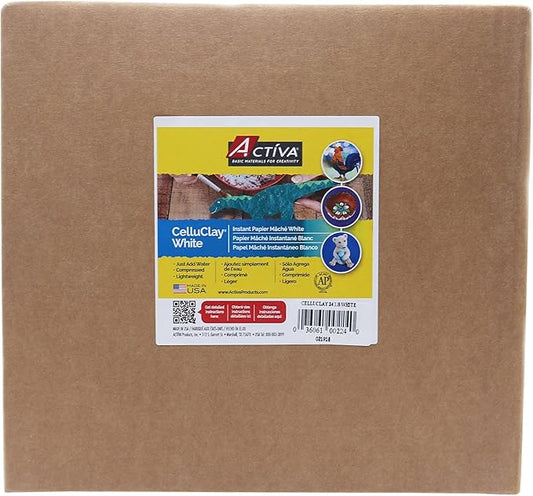 ACTIVA CelluClay Instant Paper Mâché, White, 24lb (10.89 kg) Sculpting & Texturing Material for Arts & Crafts 1, 24-Pound