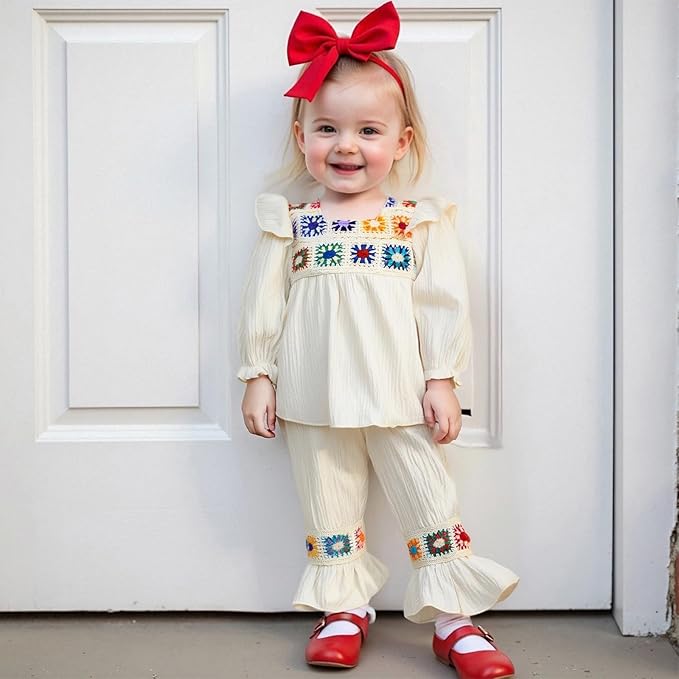 6M-5T Little Girl Clothes Boho Outfit Straps Hearts Shirts Cami Tank Tops Wide Leg Pants Baby Girl Summer Clothes