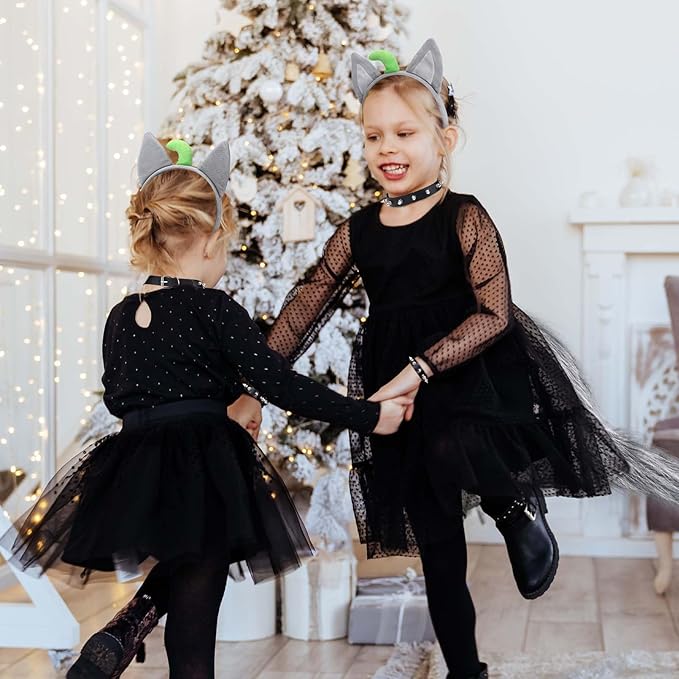 4 Pcs Wolf Costume Wolf Ears Headband Spiked Collar Rivets Bracelet and Tail Animal Costume for Halloween Cosplay Party Accessories Kit