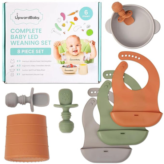 Upward Baby Led Weaning Supplies, Silicone Baby Feeding Set, Baby Feeding Essentials, Baby Led Weaning Set, Baby Eating Essentials, Baby Silicone Feeding Set, Baby Dishes, Toddler Feeding Set