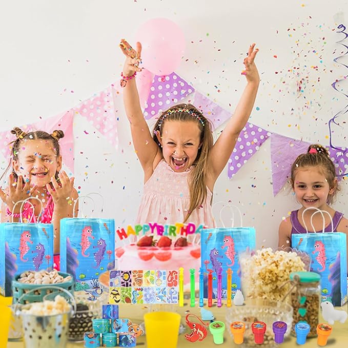 180PCS Under the Sea Party Favors Ocean Theme Party Supplies for Kids – Goodie Bags, Bracelets, Keychains, Stickers, Stamps, Straws, & Toys for Birthday Party Gifts & Classroom Rewards