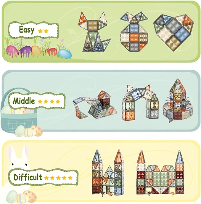 3D Magnetic Tiles, STEM Learning and Encourage Imaginative Play Magnetic Blocks, Preschool Puzzle Magnetic Toys with Dinosaur, Gift for Boys and Girls 3 4 5 6 7 8 Years+