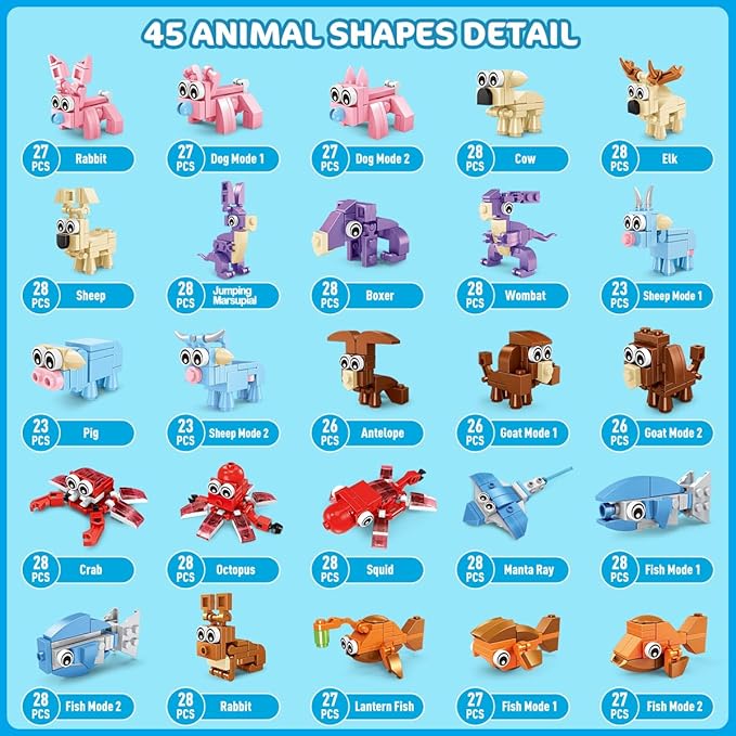 30 Packs Animal Party Favors for Kids, 810 PCS Mini Animal Building Block Toy Set for Goodie Bag Fillers Classroom Prizes Birthday Children's Day Christmas for Boys Girls Student Ages 6+
