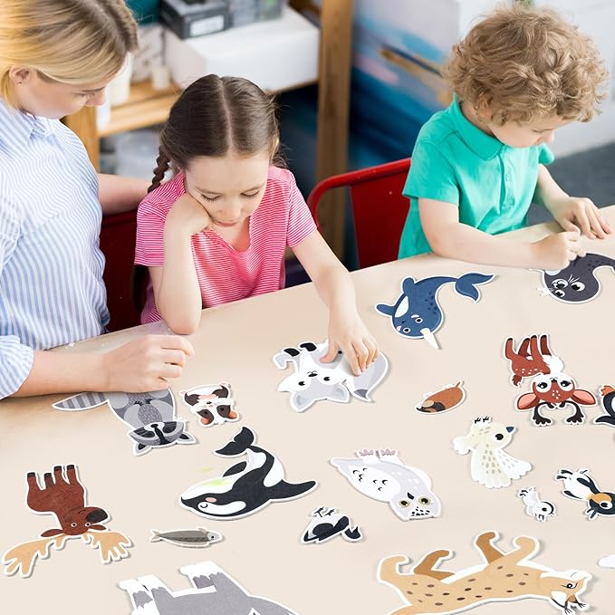 23 Pcs Felt Board Story Sets Polar Animals Felt Story Board Pieces Arctic Antarctica Ocean Animal Bear Penguin Whale Preschool Wall Storyboard Educational Learning Play Kit for Kids