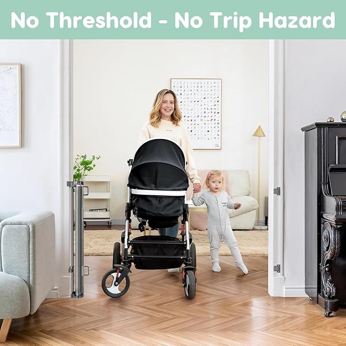 155 Inch Extra Wide Baby Gate Retractable Baby Gates Extra Wide Baby Gates for Large Openings Extra Long Baby Gate Indoor Extra Large Baby Gate Mesh Dog Gates for Doorways Pet Gate Outdoor Safety Gate