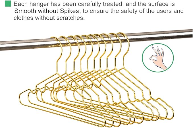 Amber Home 20 Pack 12 Inch Gold Kids Baby Hangers, Strong Metal Children Clothes Hangers for Closet, Space Saving Infant Hanger for Toddler Coats Pants (Gold, 20)