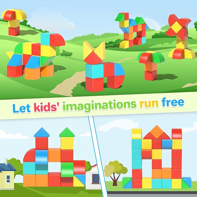 Magnetic Blocks Toddler Toys Educational Sensory Construction Magnet Building 1.34in Cubes Toy for Creative 3D STEM Learning, Montessori Gift for Ages 3+ Year Old Boys Girls Kids