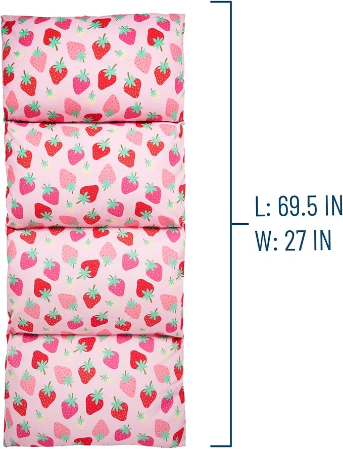 Wildkin Kids Floor Lounger: Ideal for Boys and Girls, Travel-Friendly, Perfect for Sleepovers - Pillow Lounger for Kids, Requires Standard Size Pillows Not Include (Strawberry Patch)