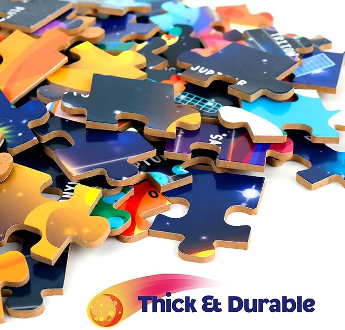 SYNARRY 100 Piece Puzzles for Kids, Space Puzzle for Kids Ages 4-8 Solar System Puzzle for Kids 3-5, 100 Pieces Puzzles for 3 4 5 6 7 8 Year Olds Boys Girls Childrens, Fun Planet Puzzle with Names
