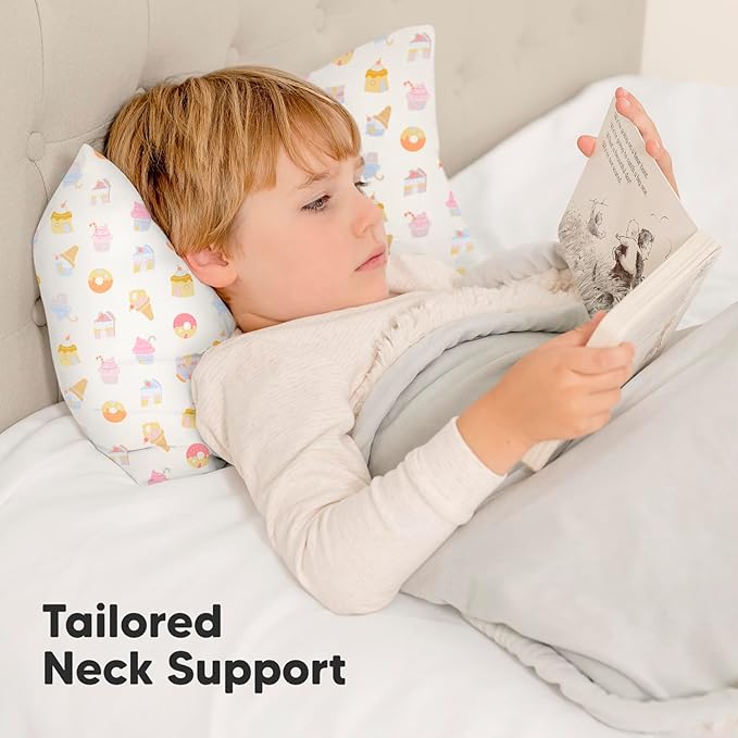 Toddler Pillow with Pillowcase - 13x18 My Little Dreamy Pillow, Organic Cotton Toddler Pillows for Sleeping, Kids Pillow, Travel Pillows, Mini Pillow, Nursery Pillow, Toddler Bed Pillow (Sweetopia)