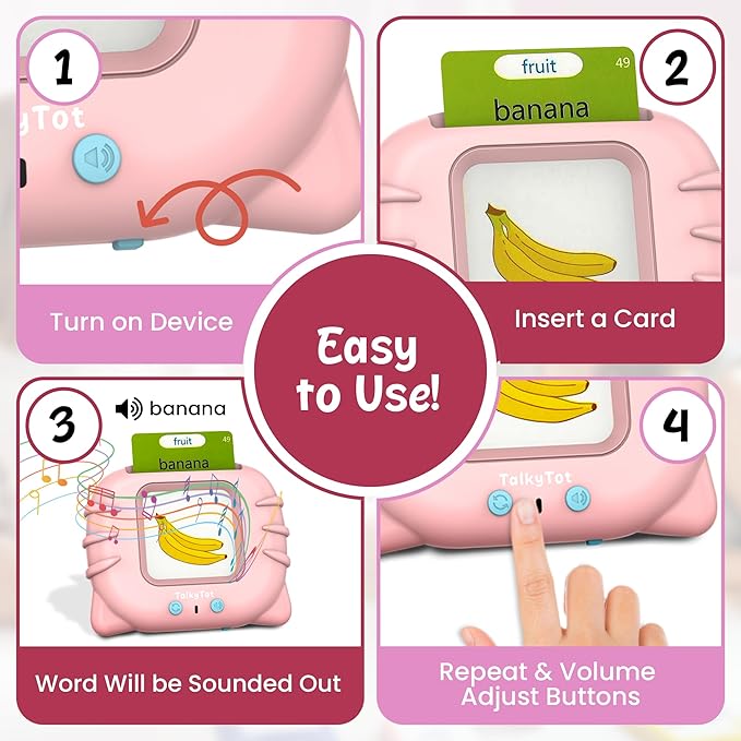 510 Words Talking Flash Cards for Toddlers 1-3, Pocket Speech for Toddlers, Card Early Education Device, Phonics Flash Cards, Word Learning Toys for Toddlers 1-3, Pocketspeech