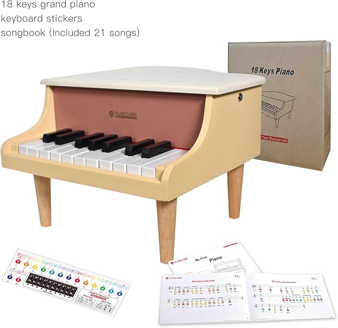 MUSICUBE Kids Mini Piano - 18 Key Grand Piano for 3-7 Year Olds, Beginner Girls & Boys, Educational Musical Instrument Gift Choice (C4-F5 Range)