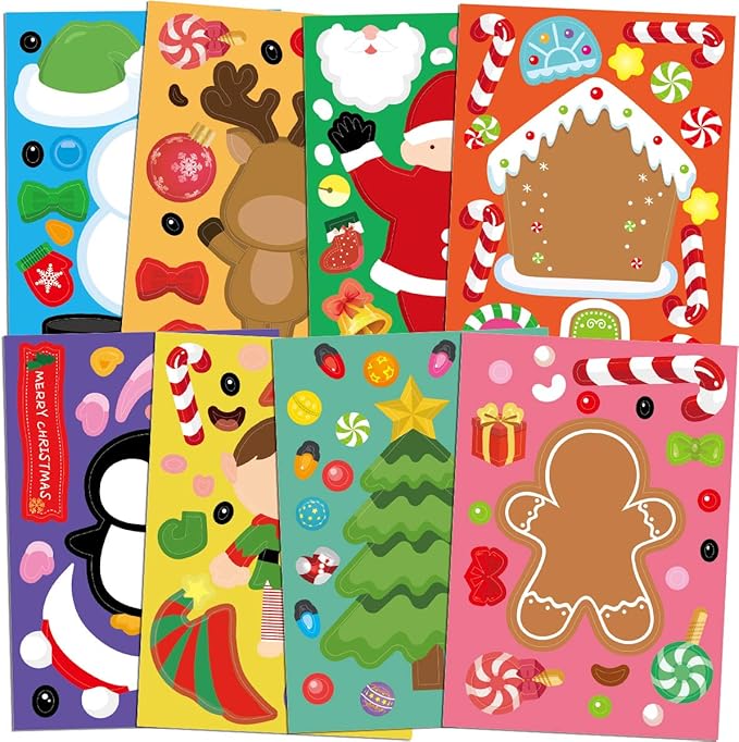 48 Pcs Make Your Own Christmas Sticker Sheets for Kids Home Classroom Party Favor Art Craft School Rewards