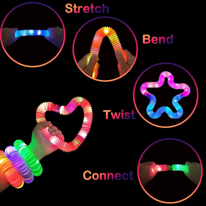 24 PCS Light up Party Favors Supplies for Kids 4-8-12,Bulk Valentines Glow Sticks Bracelet Necklace Accessories for Toddlers,Neon Birthday Return Gifts Treats, Mardi Gras Goodie Bag Stuffer Fillers