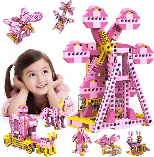 298PCS STEM Toys for Girls, 8-in-1 Electric Motor Robotic Science Kits, STEM Kits for Kids Age 8-10, Educational Craft Building Toys, Birthday Gifts for Boys Girls 6 7 8 9 10 11 12 Year Old