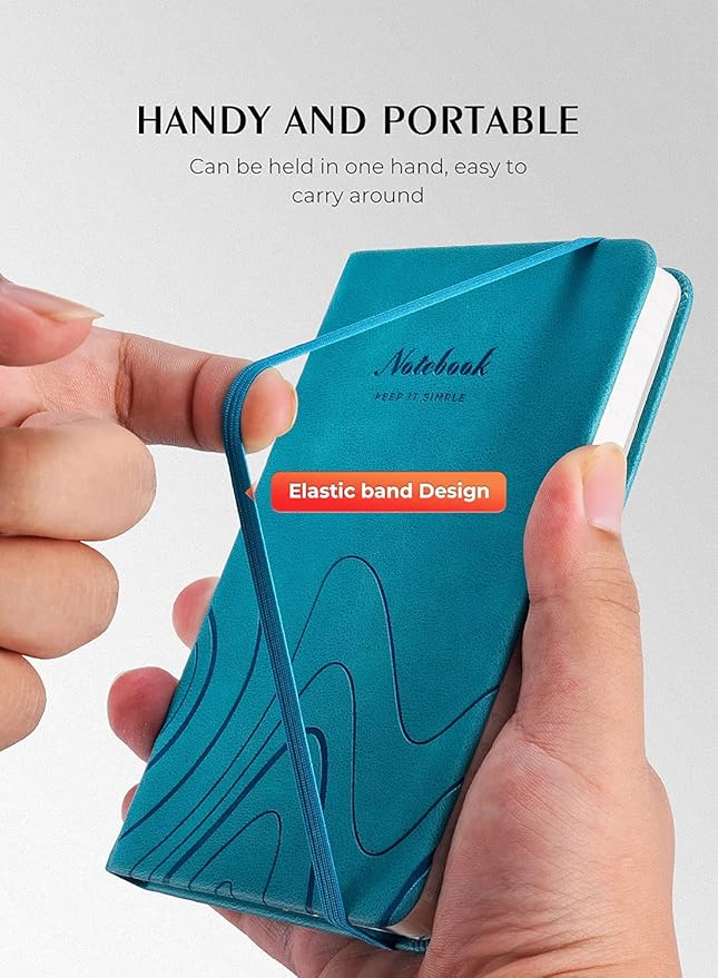 AISBUGUR Pocket Notebook, Small Notebook, 2-Pack Total 320 Pages,3.7" x 5.7" Pocket Notebook (2 Pack, Sky Blue Wave)