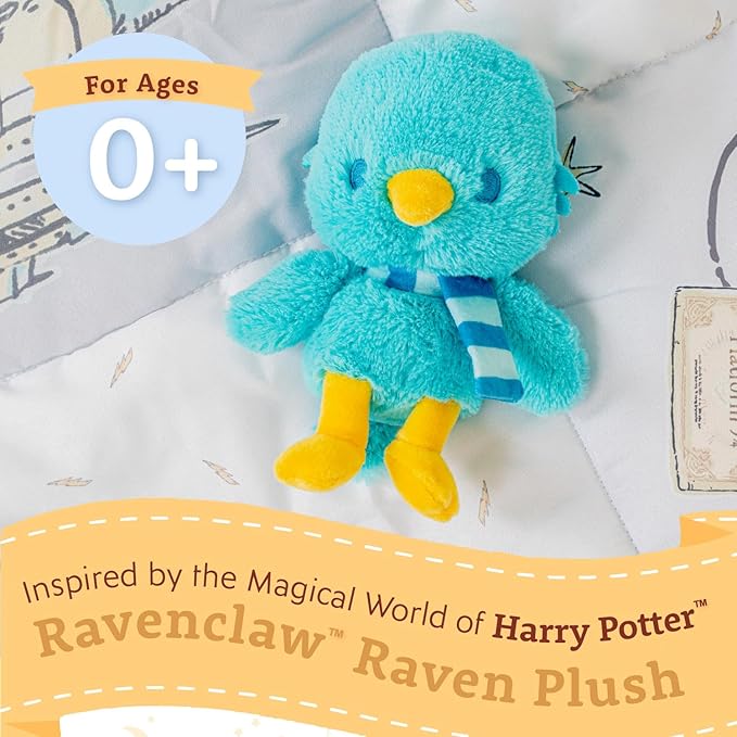 KIDS PREFERRED Harry Potter Ravenclaw Blue Raven Plush Stuffed Animal with Blue Stripped Scarf Hogwarts House Collectible for Babies, Toddlers, and Kids 6 Inches