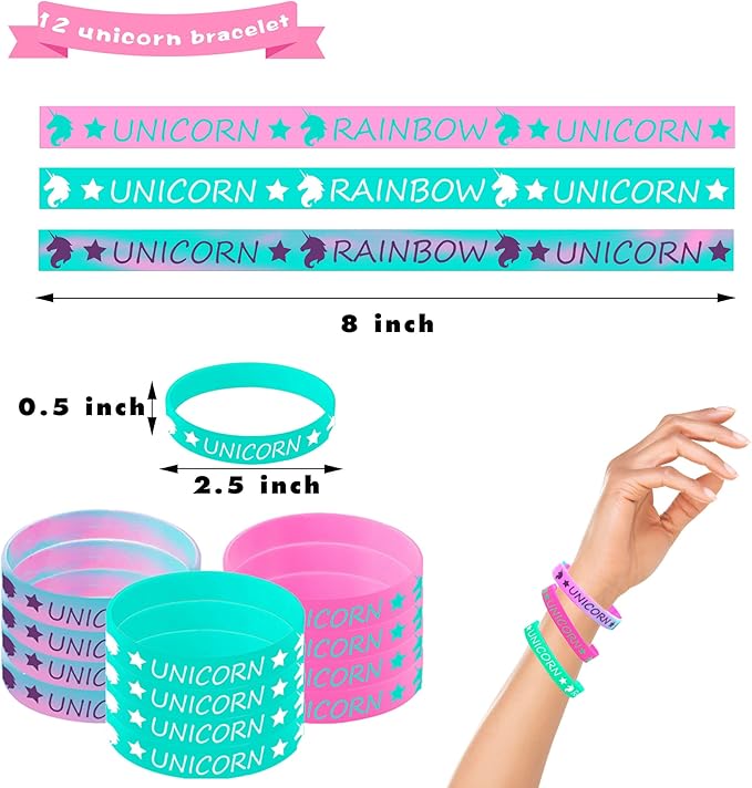 78 PCS Unicorn party Favors Girls Unicorn Birthday Supplies with Bracelets Necklaces Rings Keychains Badges Bookmarks Notebooks Goodie Bags Fillers for Birthday Party Prizes Unicorn Pinata Stuffers