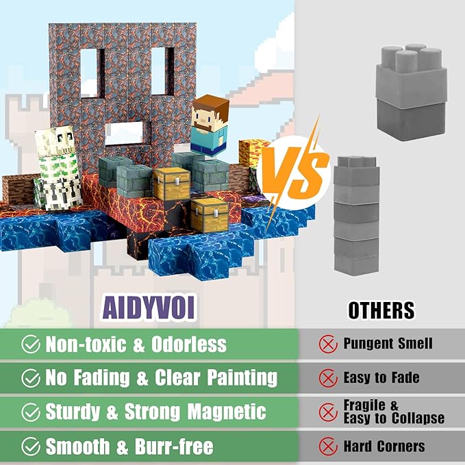 213 PCS Magnetic Blocks Building Toys Set Sword Kids Building Blocks for Toddler Boys Girls 3+, STEM Sensory Magnetic Cubes Christmas Birthday Present Construction Building Toys