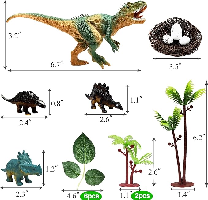 26 PCS Dinosaur Cake Toppers With Dinosaur Eggs Leaves Trees Cake Decorations For Birthday Party,Dinosaur Themed Party, Wild Animals Party,Kids Party Cake Decorations