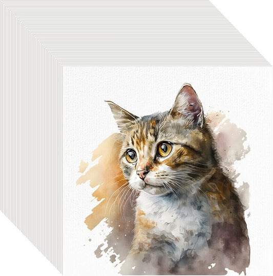 50PCS 4x4 Watercolor Paper Bulk, 140lb/300g Cold Press Thick Water Color Paper Pad for Kid Child Adult, White Art Paper for Drawing Painting Markers Gouache, Textured Cotton Paper Sheets