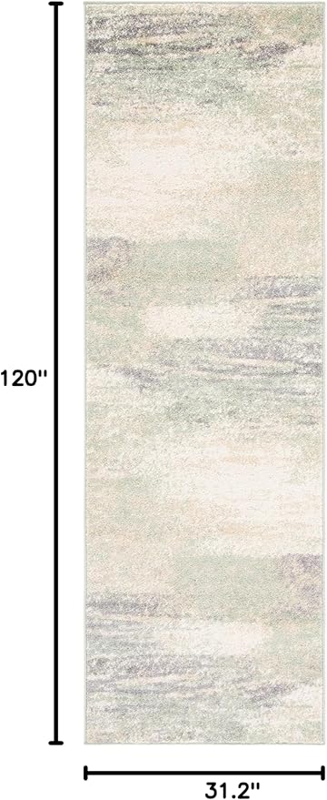 SAFAVIEH Adirondack Collection Runner Rug - 2'6" x 10', Ivory & Sage, Modern Abstract Design, Non-Shedding & Easy Care, Ideal for High Traffic Areas in Living Room, Bedroom (ADR112W)