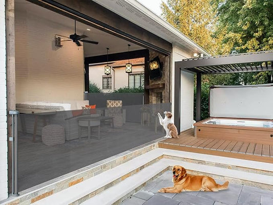 180 Inch Retractable Baby Gates - 41" Extra Tall Extra Wide Mesh Dog Gates for Large Openings Indoor(Gray)