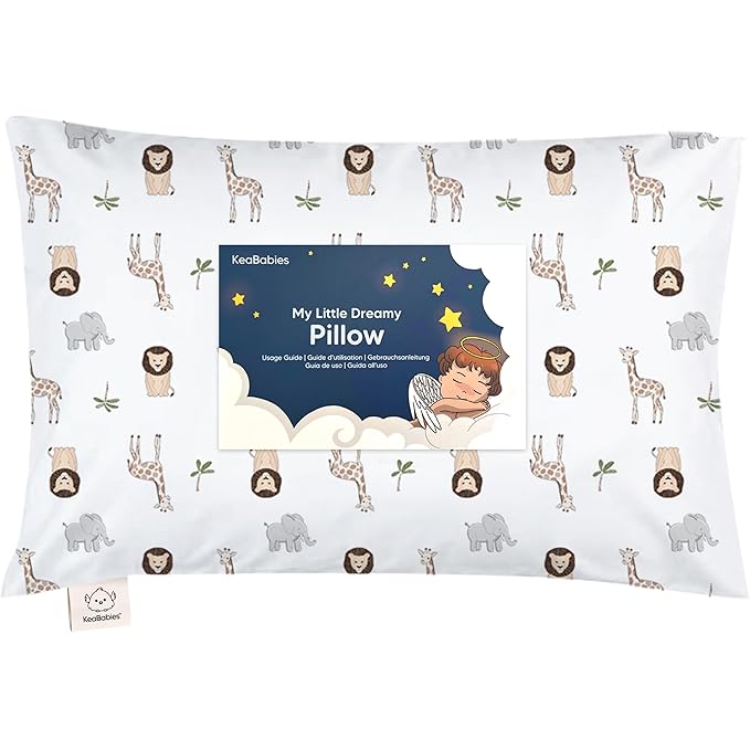 Toddler Pillow with Pillowcase - 13x18 My Little Dreamy Pillow, Organic Cotton Toddler Pillows for Sleeping, Kids Pillow, Travel Pillows, Mini Pillow, Nursery Pillow, Toddler Bed Pillow (The Wild)