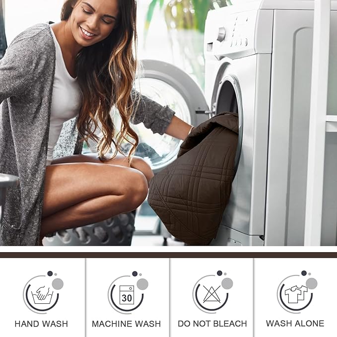 TAOCOCO 100% Waterproof Recliner Chair Cover, Non Slip Covers for Recliner Chair with Pocket, Washable Reclining Chair/Furniture Protector for Kids, Pets(Recliner Chair, Chocolate)