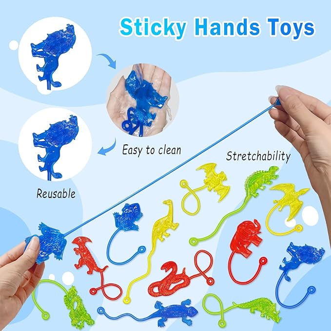 36PCS Sticky Hands Bulk Animal Dinosaur Party Favors for Kids Stretchy Sticky Hand Fidget Toys Goodie Bag Stuffers Treasure Box Toys for Classroom Prizes Birthday Party Supplies Easter Basket Stuffers