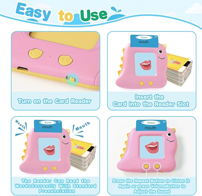 510 Words Pocket Speech Talking Flash Cards - Montessori Speech Buddy Early Learning Speech Buddy Flashcards for Toddlers, Audible Educational Device Speech Therapy Materials Development Sensory Toys