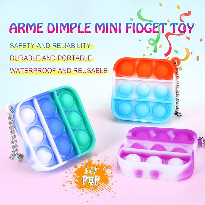 81 PCS Mini Pop Fidget Toys Pack Party Favors, Easter Silicone Squeeze Pop Bracelet it Bubble Fidget Bulk Sensory Toys, Pop Keychain Bubble Toy Party Bag Fillers for Kids, Wrap Pop Toy