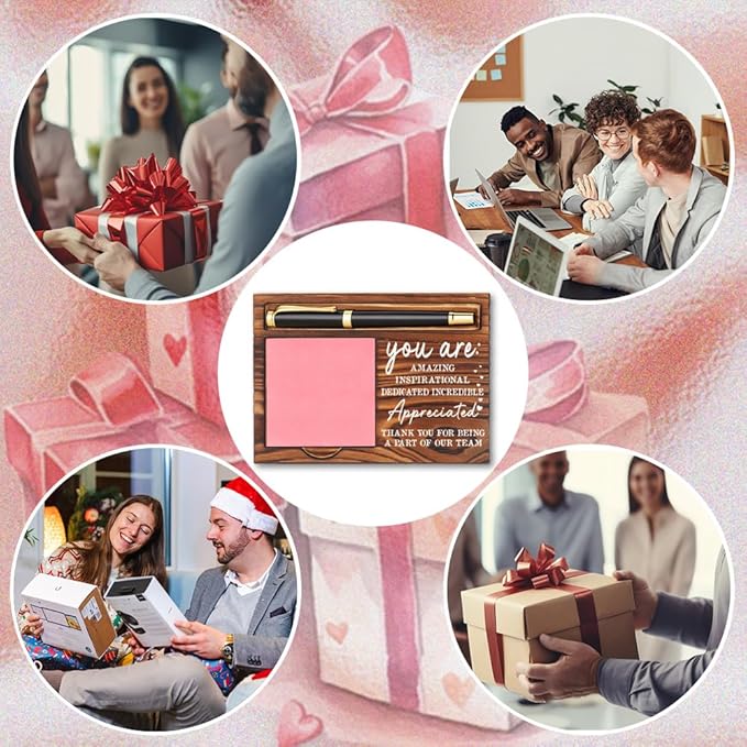 Appreciation Sticky Note Holder, Thank You Appreciation Gifts for Leader Coworker Nurse Social Worker HR Psychologist, Inspirational Quote for Desk Self-Stick Note Pad Holders YB357