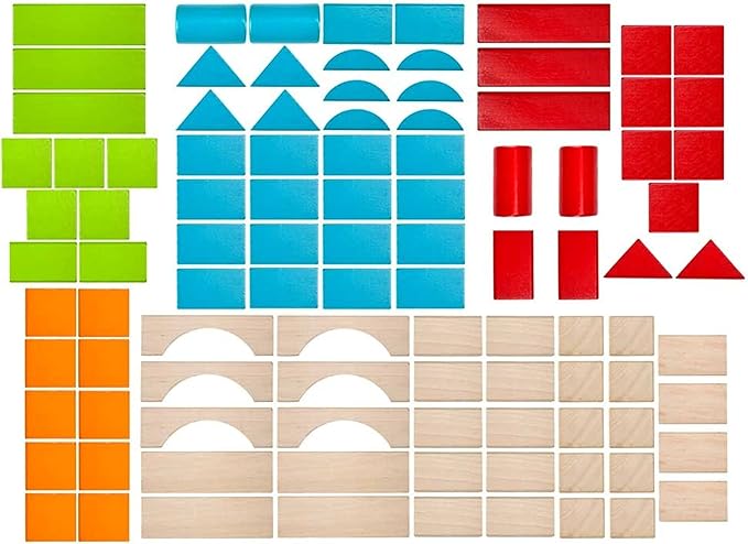 Imagination Generation 100 Piece Natural Wooden Building Block Set with Carrying Bag – Children's Deluxe Stacking Toy Set