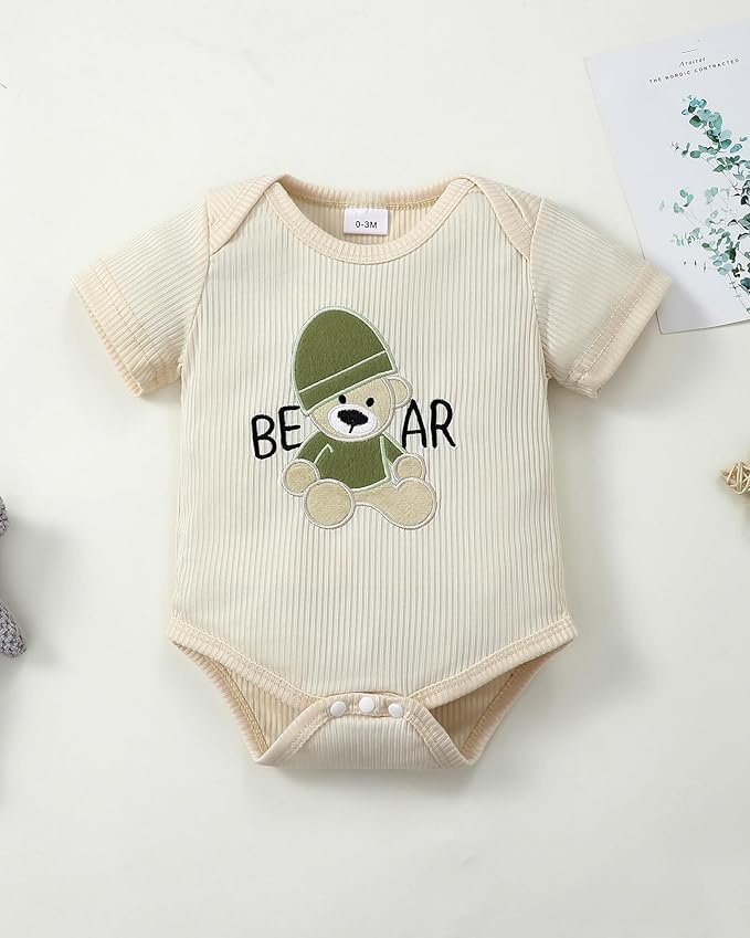 SUNNY PIGGY Baby Boy Clothes Newborn Infant Boys Outfits Romper Hat Pants 3PC Set 0-3 3-6 6-12 12-18 Month Clothing Gift