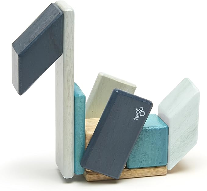 14 Piece Tegu Magnetic Wooden Block Set, Blues