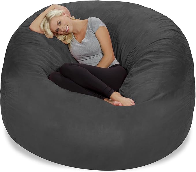 Chill Sack Bean Bag Chair: Giant 6' Memory Foam Furniture Bean Bag - Big Sofa with Soft Micro Fiber Cover, Charcoal