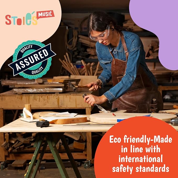 Stoie's Owl Drum Set for Toddlers 3-5 - Wooden Percussion Musical Instruments for Kids with Cymbals, Wooden Spunder, Tambourines, Drumsticks