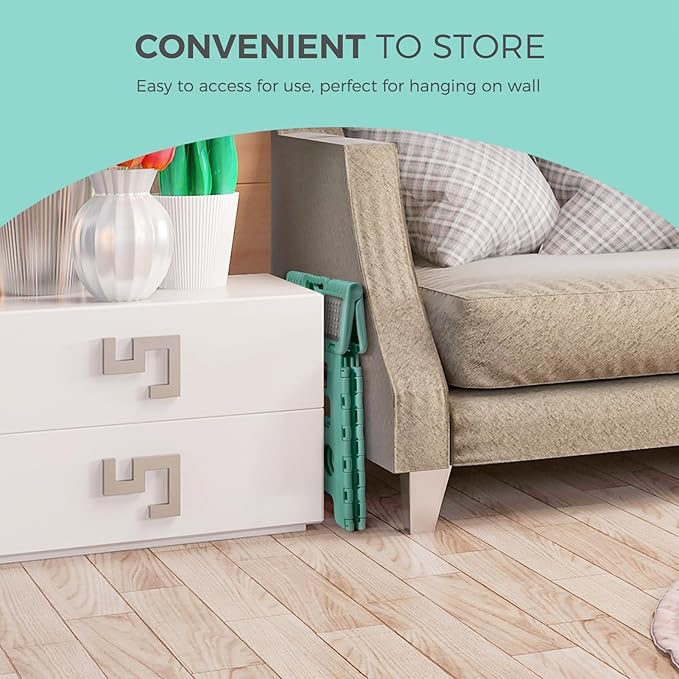 ACKO 10pack Folding Step Stool 13 Inch Stool Heavy Duty Plastic Foldable Step Stools for Kids, Stepping Stool with Handle, Folding Stool Suitable for Kitchen Hold Up to 300 LB (Teal)