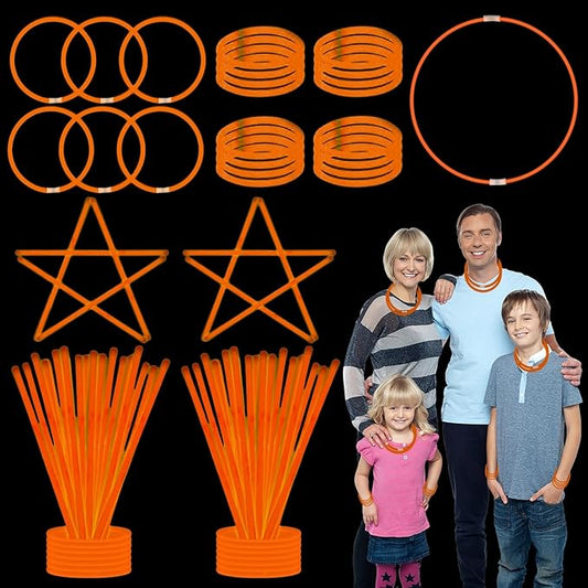75 Glow Sticks Bracelets and Necklaces, 8'' Glowsticks Bulk Pack Bright Glow in the Dark Party Supplies for Kid (Orange)