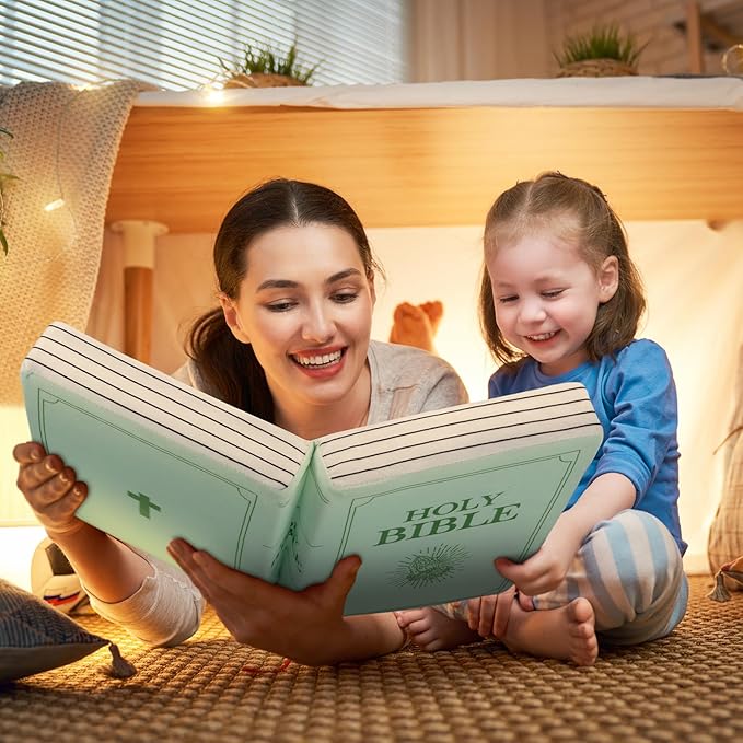 Children's Cartoon Plush Toy Throw Pillows, Christmas holiday Bible Book Pillow that Opens, Home Aesthetic Room Decorative Pillow, Kids Pillow, for Bedroom Sofa Cushion Chair Couch Bed (Green)