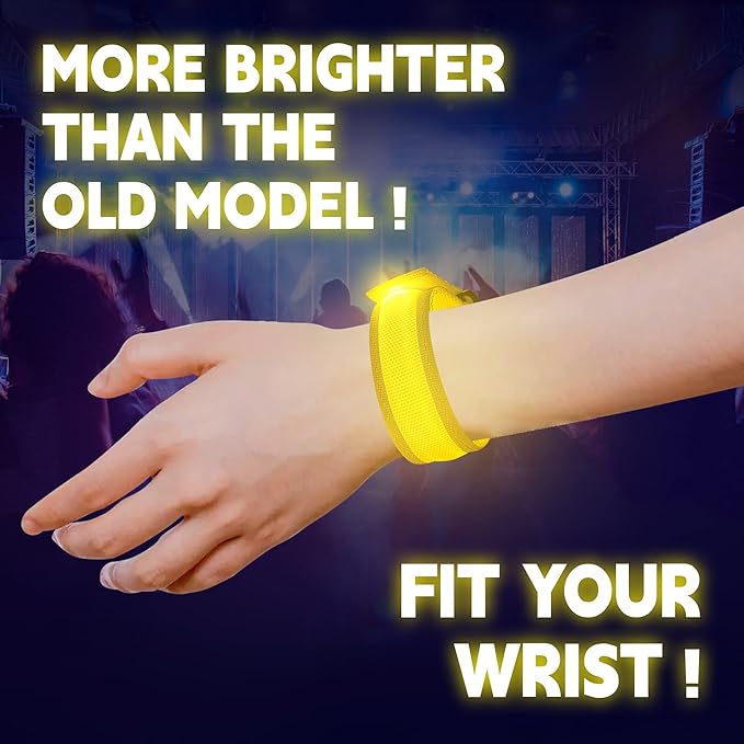 8 PCS LED Glow Bracelets, Light Up Wristbands - Halloween Glow in The Dark Party Bracelets Favors Supplies for Christmas, Concerts, Festivals, Game Prizes, Sports, Rave Accessories（Yellow）